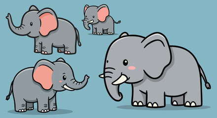 Cute Cartoon Baby Elephants Seamless Pattern