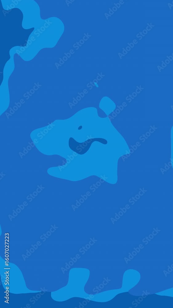 Poster abstract navy blue animation with dynamic fluid shapes. shades of blue create a mesmerizing underwat