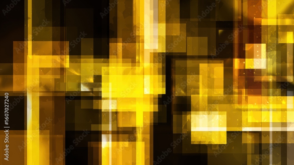 Poster abstract digital art featuring vibrant yellow hues and geometric patterns creating a stunning visual