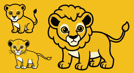 Cute Cartoon Lion Head Illustration