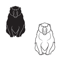 The Baboon Outline Set - Ground Dweller - Thick Fur - Baboon silhouette - Baboon lineart - Baboon vector - vector set of Baboon

