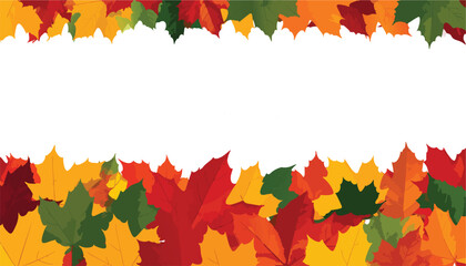 Colourful Autumn Leaves Frame with Central White Space for Banner or Poster Vector