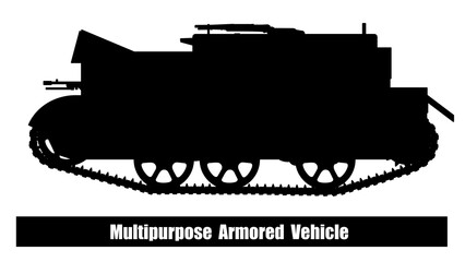multi-purpose tracked armored vehicle, designed to transport machine guns, personnel, ammunition, and equipment on the battlefield. Made in silhouette version