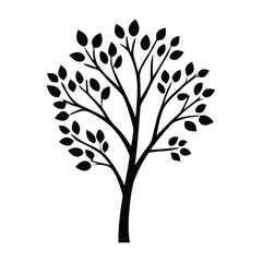 Obraz premium Stylized black silhouette of a leafy tree