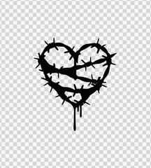 Barbed Wire Heart Drip Vector – Love and Pain Symbol Design