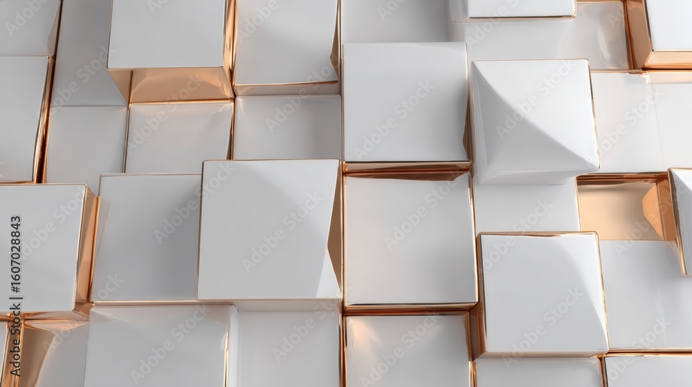 Poster abstract pattern of folded white cubes creating depth and texture in a minimalist design.