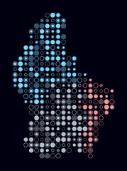 Luxembourg, shape of the country build of colored cells. Digital style map of the Luxembourg on dark background. Large size circle blocks. Awesome vector illustration.