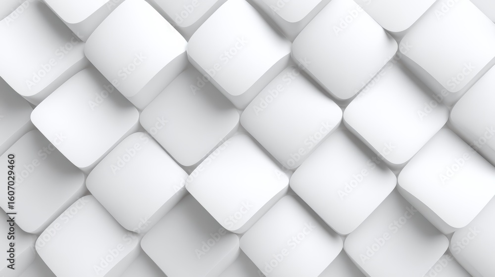Poster abstract white cube pattern with depth and shadows creating a modern and minimalist design.
