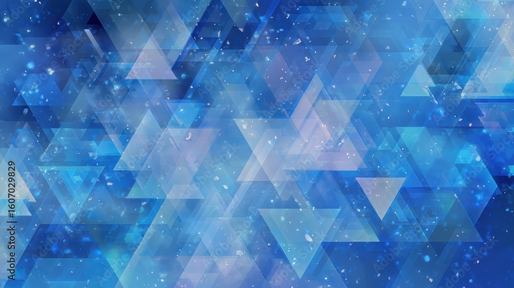 Poster an abstract blue geometric design featuring overlapping triangles and soft gradients for creative pr
