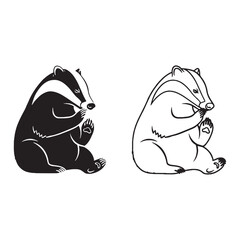 A Badger Figure - Basic Shape - Clear Detail - Badger silhouette - Badger lineart - Badger vector - silhouette & lineart of Badger   © Jeffery dean