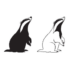 A Badger Art Duo - Night Time Essence - Light Frame - Badger silhouette - Badger lineart - Badger vector - vector set of Badger   © Jeffery dean