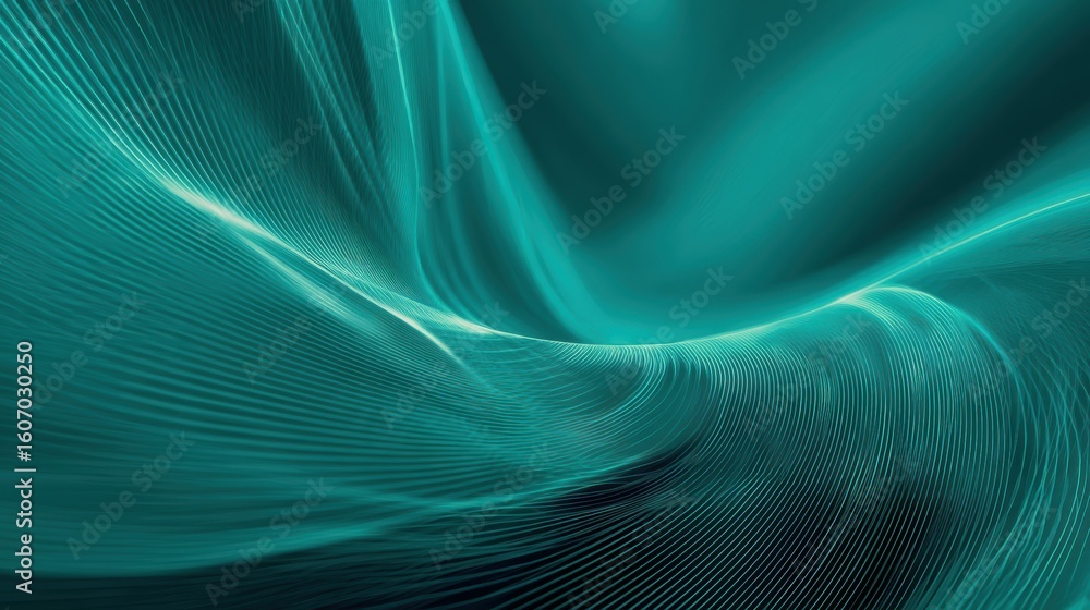 Poster an abstract wave pattern in teal tones offering a sense of motion and fluidity, perfect for graphic 