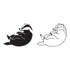 Badger Figure Pairing - Solitary Nature - Flat Head - Badger silhouette - Badger lineart - Badger vector - silhouette & lineart of Badger   © Jeffery dean
