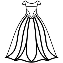 Elegant gown sketch – clean vector art