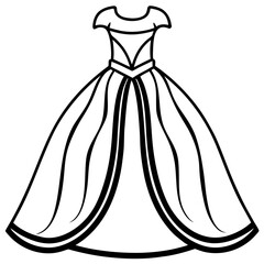 Elegant gown sketch – clean vector art
