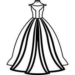 Elegant gown sketch – clean vector art