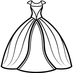 Elegant gown sketch – clean vector art