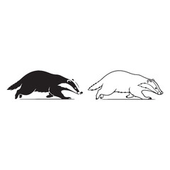 A Badger Side View Art - Patient Forager - Keen Nose - Badger silhouette - Badger lineart - Badger vector - silhouette & lineart of Badger   © Jeffery dean