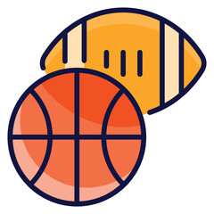 Basket and Rugby Balls Icon