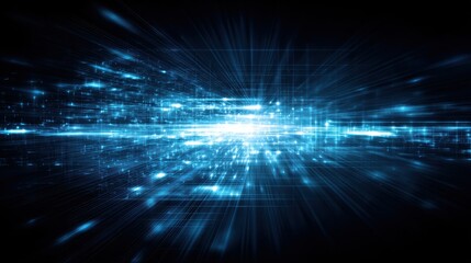 Dynamic blue light rays create a futuristic abstract background, perfect for technology themes and digital designs.
