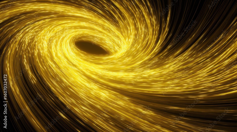 Poster dynamic swirl of golden light creating a mesmerizing visual effect reminiscent of cosmic phenomena.
