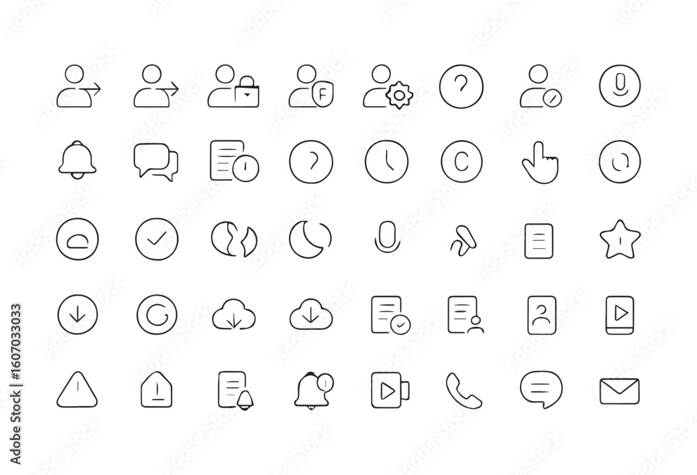 Poster uiux and app interface icon set