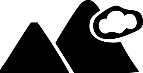 Vector icon of stylized mountains with a cloud, symbolizing nature, weather, or outdoor activities.