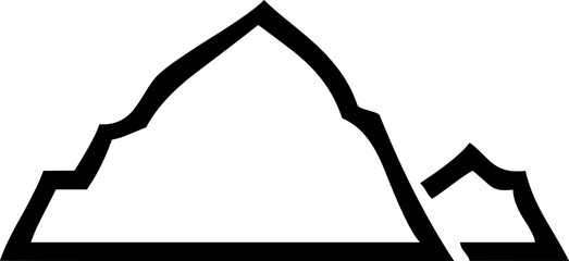 Minimalist line art illustration of mountains, representing nature, adventure, and outdoor landscapes.