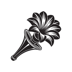 black and white flower isolated