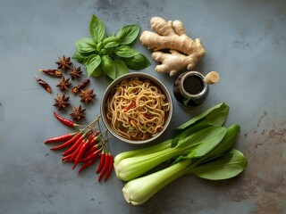 Varied food carbohydrates protein vegetables fruits dairy legumes on wood