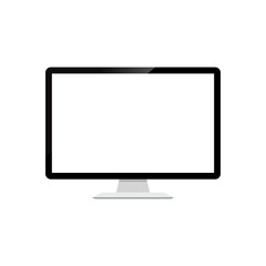 Fototapeta premium Flat desktop monitor with blank white screen. Empty display template for mockup and customization