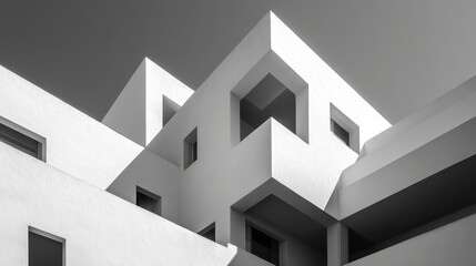 Stunning view of modern architectural design featuring geometric shapes and minimalistic aesthetic.