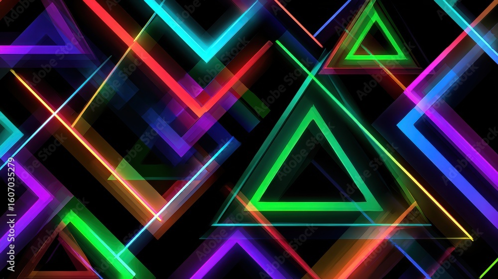 Poster vibrant neon geometric shapes create a dynamic and modern visual for creative projects.