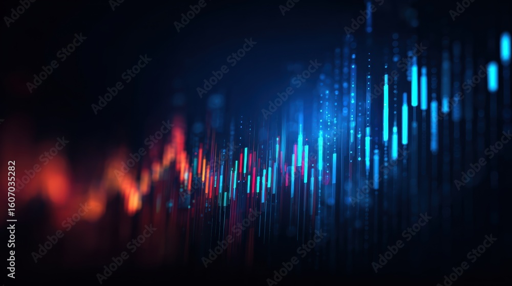 Poster vibrant sound wave visualization with dynamic colors representing audio frequencies and digital musi