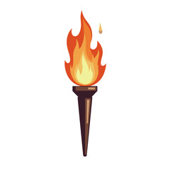 Illustration of a flaming torch with vibrant orange flames  
