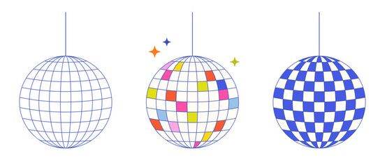 vector set of colorful disco party lamp graphic illustration