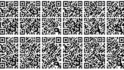 Fototapeta premium A grid of eighteen qr codes arranged in three rows and six columns with black and white patterns
