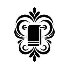 Stylized black and white bath towel design suitable for engraving, stencil or decorative printing