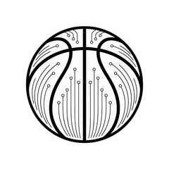 A stylized "Basketball" ornament, ideal for engraving or decorative printing