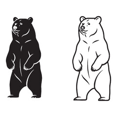 Bear Visual - Unique Mammal - Rugged Look - Bear silhouette - Bear lineart - Bear vector - vector set of Bear

