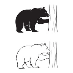 Bear Graphic Study - Native Habitat - Brown Fur - Bear silhouette - Bear lineart - Bear vector - vector set of Bear

