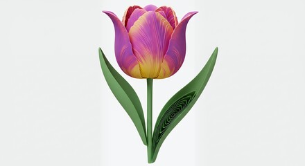 Single magenta and yellow striped tulip