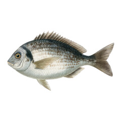 Fototapeta premium Detailed illustration of a fish species showcasing fins, scales, and body structure in a realistic style