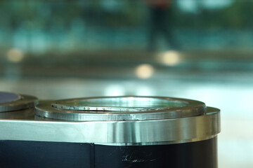 Recycle bin modern metallic design closeup view