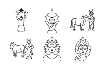 .Janmashtami concept,silhouette different pose little krishna set bundle