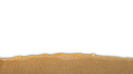 brown paper kraft torn with edge and shadow is on transparent background. bottom composition