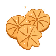 Golden-brown baked cookies with scored radial patterns and sparkling sugar.