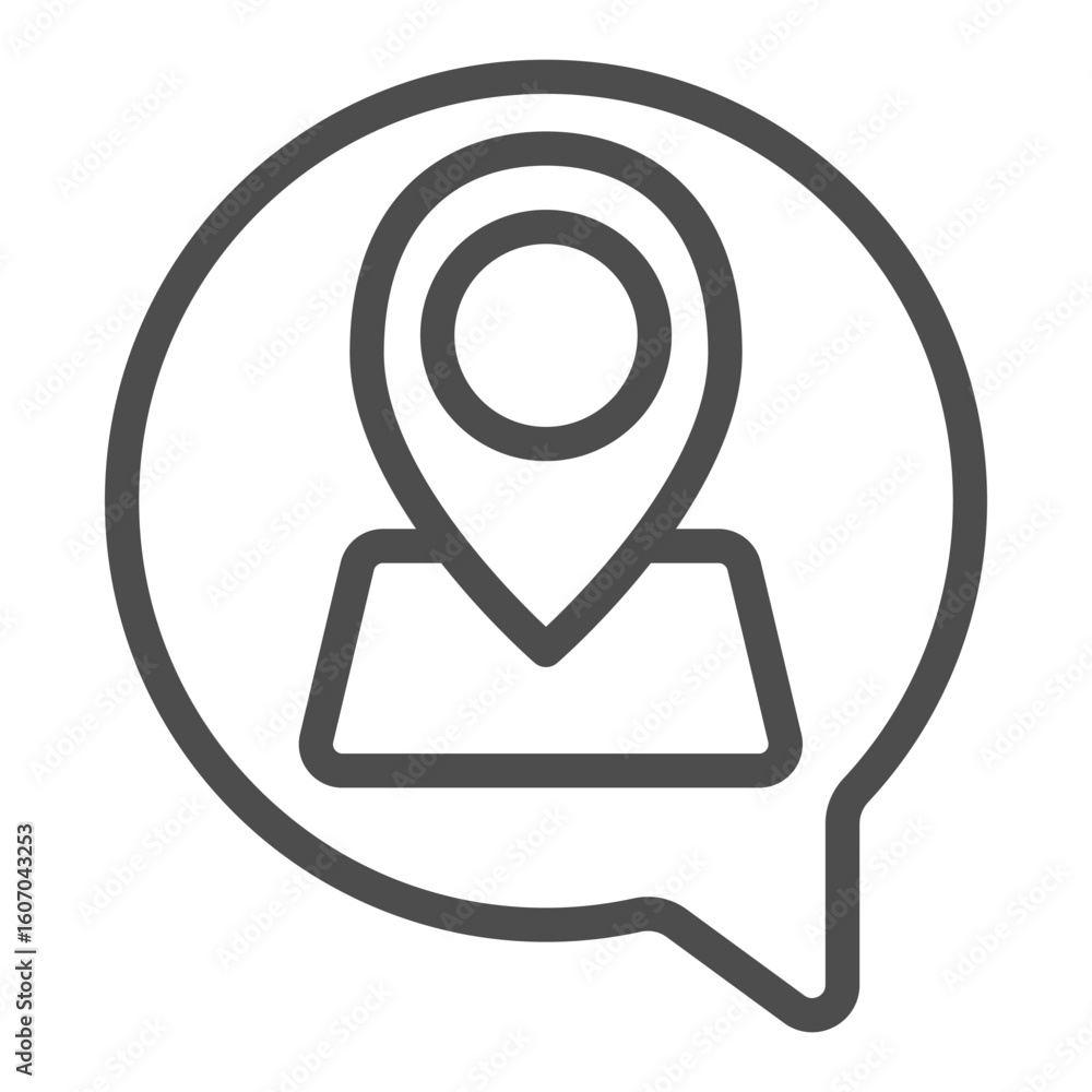 Poster dialog popup with map and location pin line icon, traveler survey concept. vector graphics. traveler