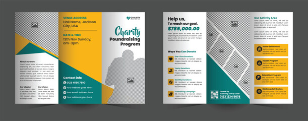 Boost your charity's impact with this unique Charity Fundraising Program Trifold Brochure Design Template. Perfect for promoting donation drives, nonprofit events, and community support initiatives