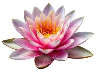 Beautiful Pink and Yellow Lotus Flower Isolated on a White Background